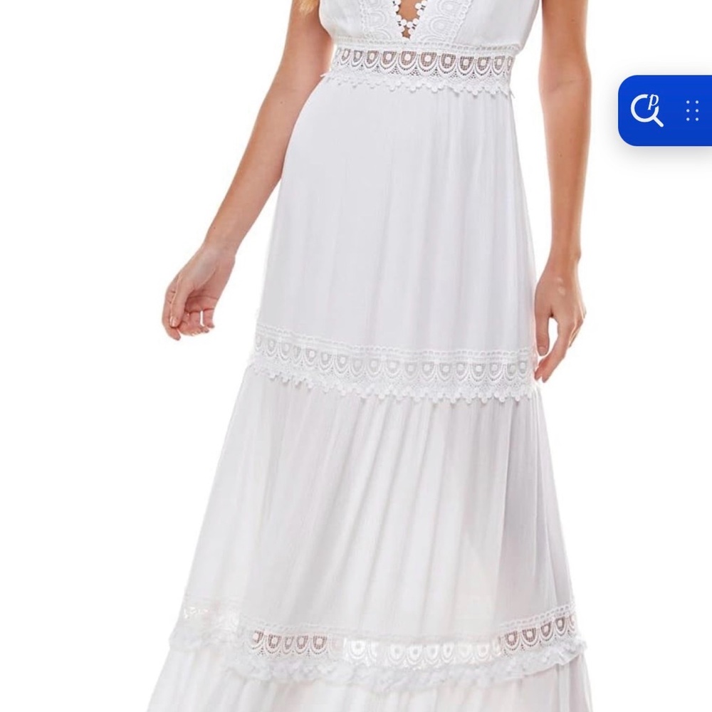 bebe White Lace Maxi Dress